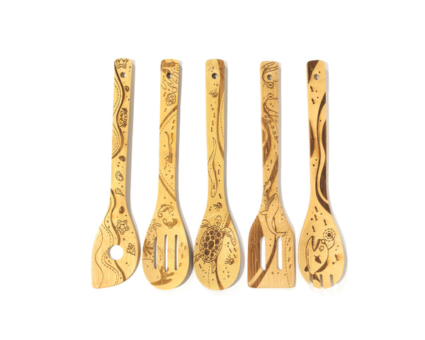 Under the Sea Bamboo Cooking Spoons